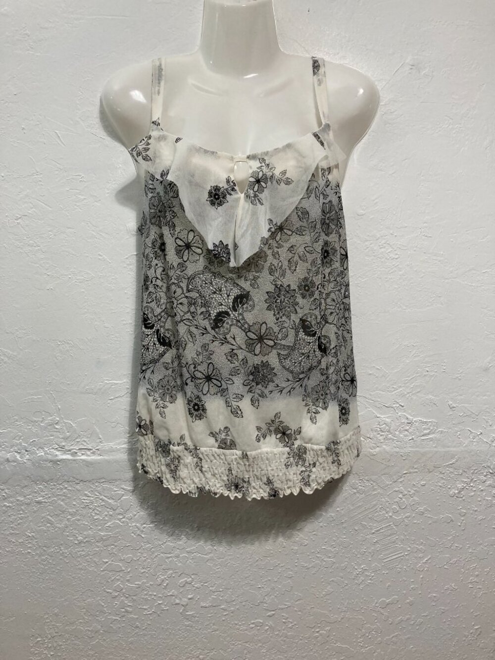 Reitmans Sleeveless Mesh Y2K Top Cami Elastic Smocked Waist Fairy Coquette M/M